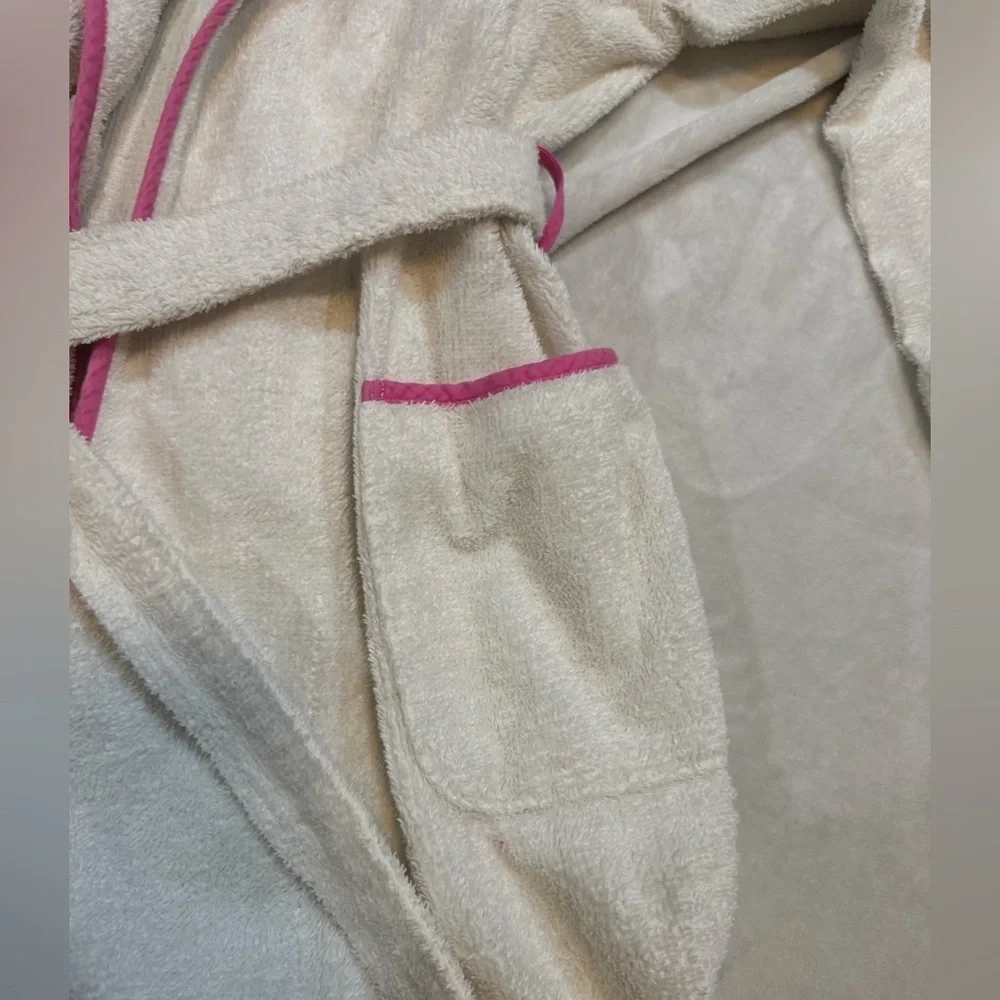 Rare Vintage PINK White Towel Robe